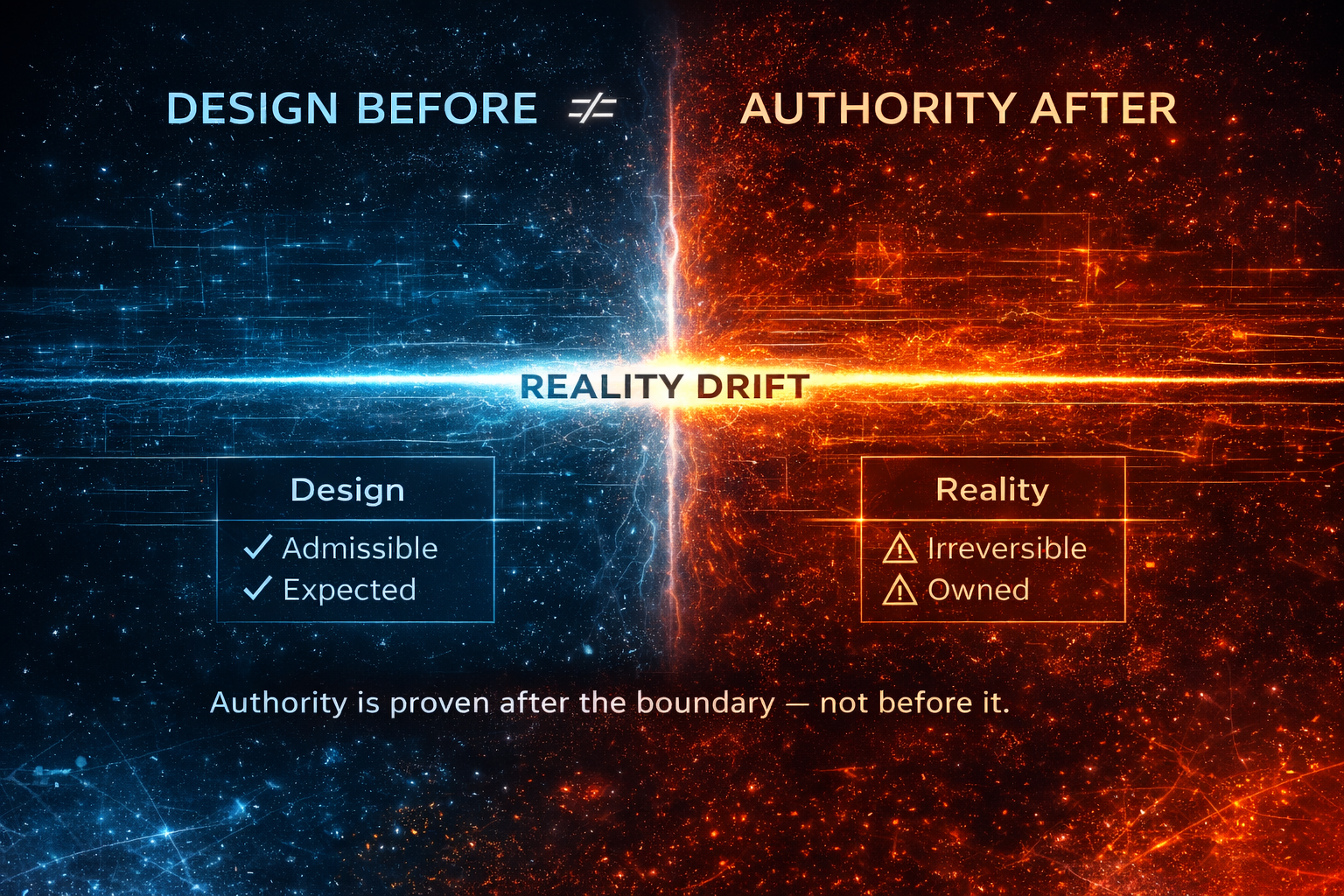 Reality Drift Boundary diagram for PMS4U authority audit sprint